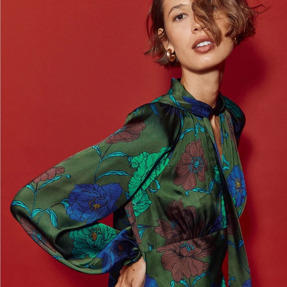 Boden Green Floral Midi Dress - Picture 3 of 3